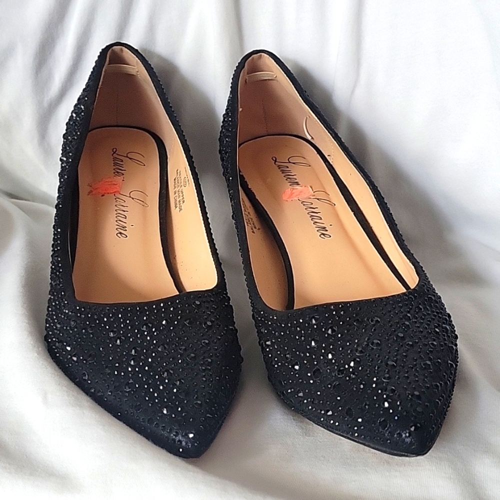 Lauren Lorraine " Jewel" Black Sparkly High Heel Shoes